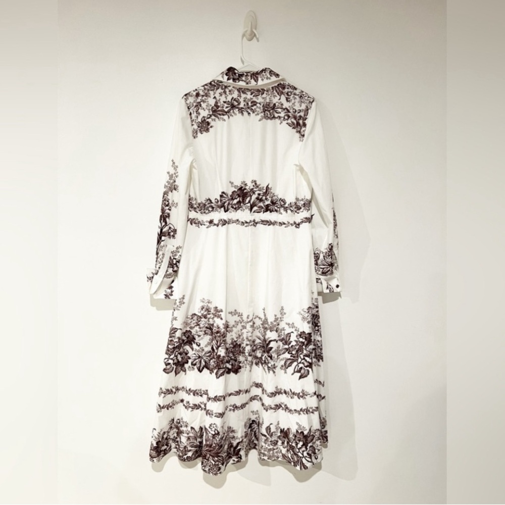 NWOT Erdem Emily floral-print toile burgundy cotton-poplin shirt dress US 8 - Picture 11 of 16